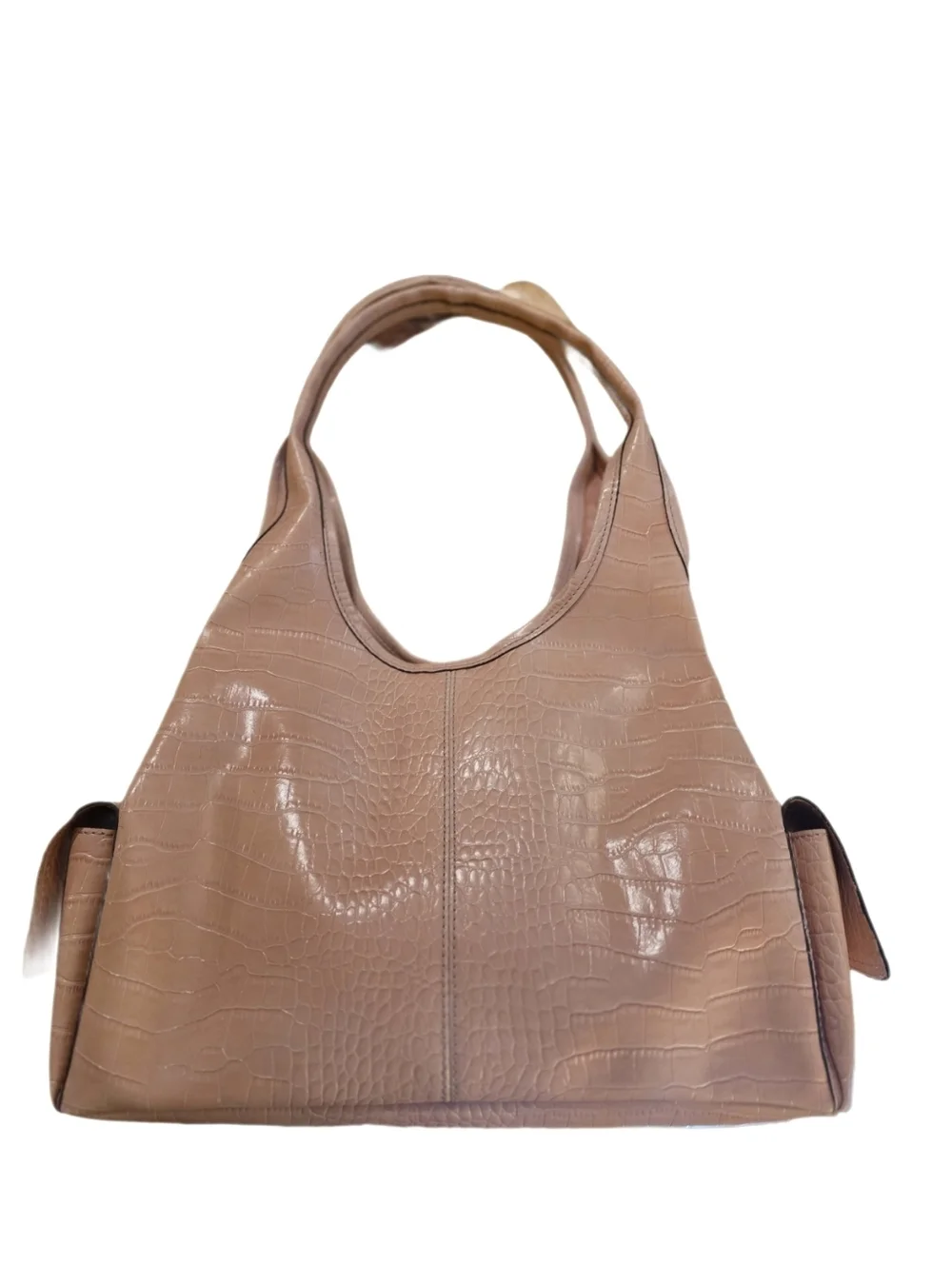 Vintage Villager Liz Claiborne Blush Pink Croc Embossed Shoulder Bag Tote